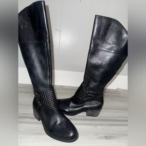 Vince Camuto Bartina black leather riding boots. Womens 7.5